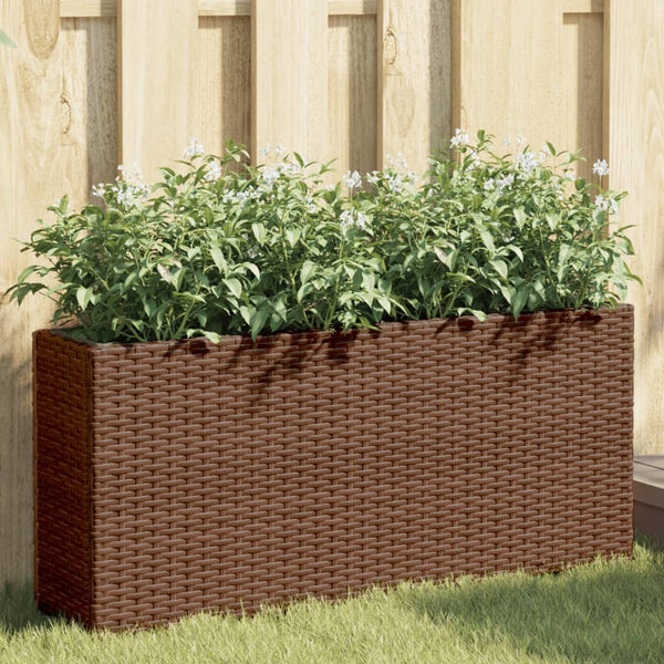 Ulkokukkalaatikot 2 ruukkua 2kpl rusk. 90x20x40 cm polyrottinki
