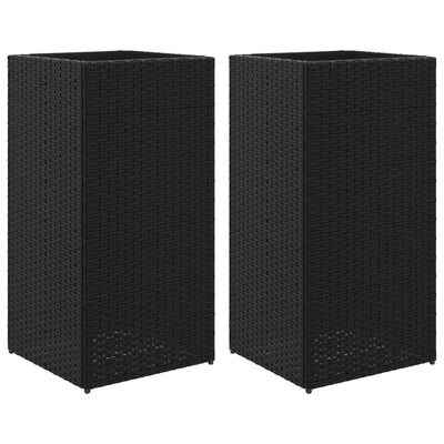 Kukkalaatikot 2 kpl musta 40x40x80 cm polyrottinki