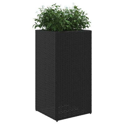 Kukkalaatikot 2 kpl musta 40x40x80 cm polyrottinki
