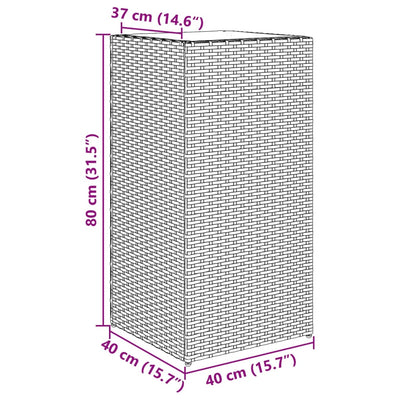 Kukkalaatikot 2 kpl musta 40x40x80 cm polyrottinki