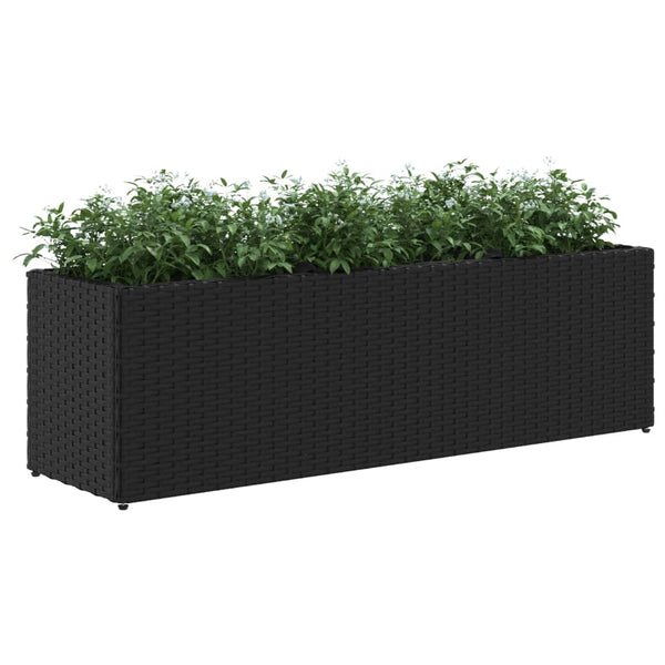 Ulkokukkalaatikot 3 ruukkua 2kpl musta 105x30x32 cm PE-rottinki