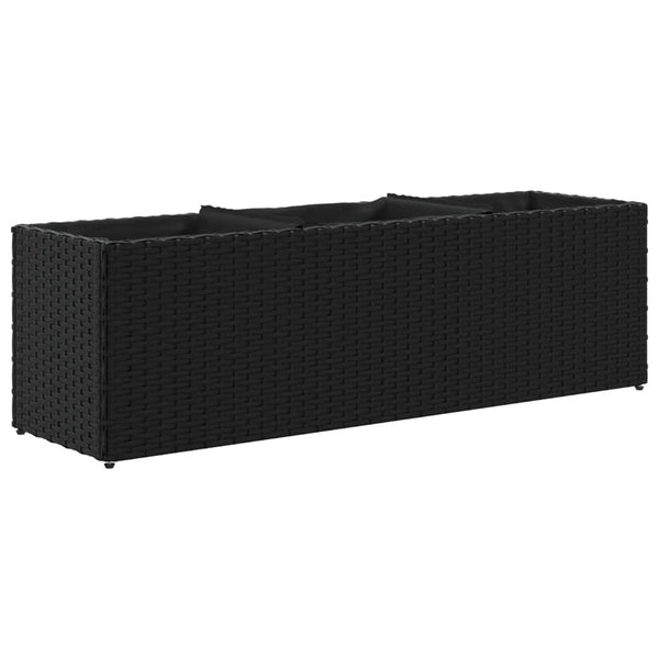 Ulkokukkalaatikot 3 ruukkua 2kpl musta 105x30x32 cm PE-rottinki