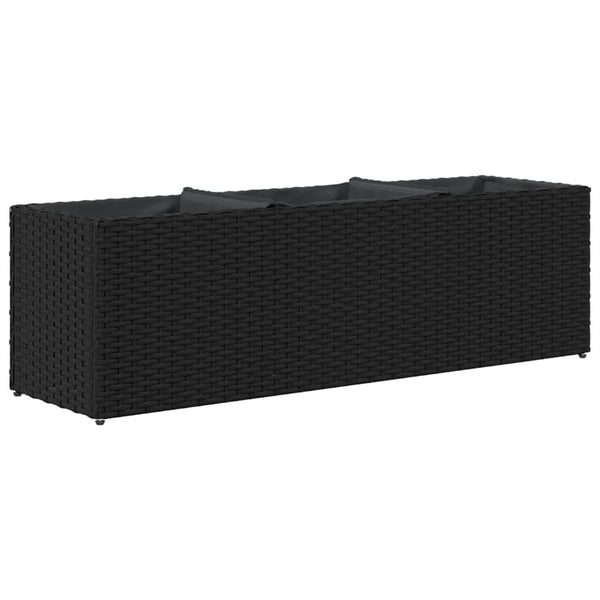 Ulkokukkalaatikot 3 ruukkua 2kpl musta 105x30x32 cm PE-rottinki