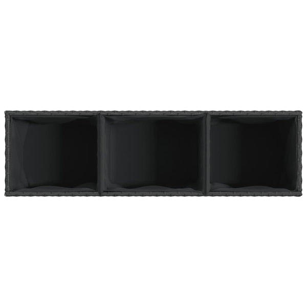 Ulkokukkalaatikot 3 ruukkua 2kpl musta 105x30x32 cm PE-rottinki