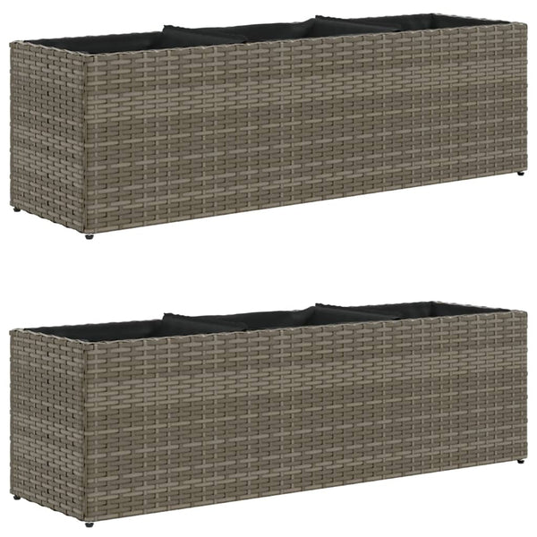 Ulkokukkalaatikot 3 ruukkua 2kpl harm. 105x30x32 cm PE-rottinki