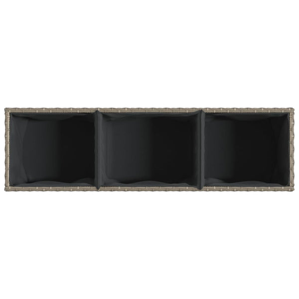 Kukkalaatikot pyörät/3 ruukkua 2 kpl 107x32x38 cm PE-rottinki