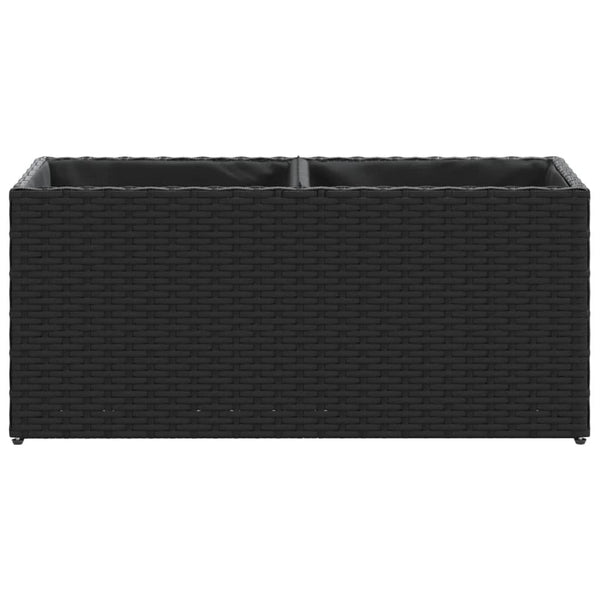 Ulkokukkalaatikot 2 ruukkua 2 kpl musta 72x30x32 cm PE-rottinki
