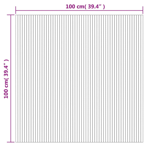 Matto suorakaide vaalea luonnollinen 100x100 cm bambu