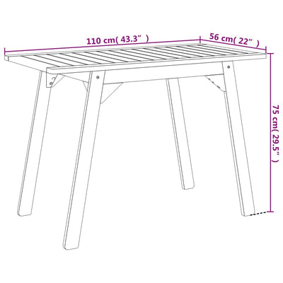 Ulkoruokapöytä 110x56x75 cm täysi akasiapuu