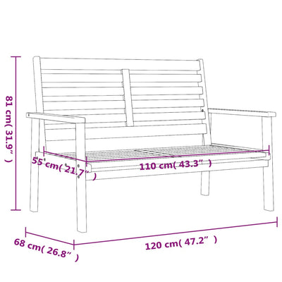 Puutarhan sohvapenkki 120 cm täysi akasiapuu