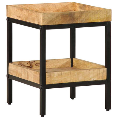 Ruskea sivupöytä hyllyllä Fronia 35x35x45cm (mangopuu)