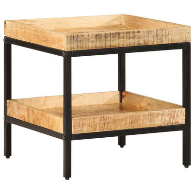 Ruskea sivupöytä hyllyllä Sirboliub 45x45x45cm (mangopuu)