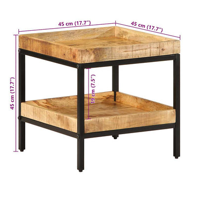 Ruskea sivupöytä hyllyllä Sirboliub 45x45x45cm (mangopuu)