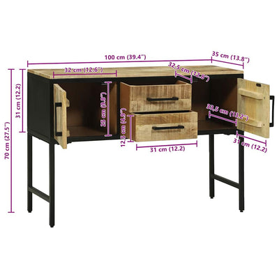 Ruskea konsolipöytä ovella Merna 100x35x70cm (mangopuu)