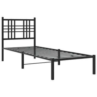 Metallinen sängynrunko päädyllä musta 75x190 cm