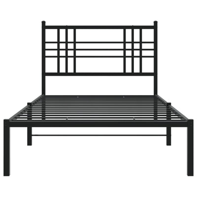 Metallinen sängynrunko päädyllä musta 90x190 cm