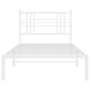 Valkoinen metallinen sängynrunko päädyllä Pag 107x203cm