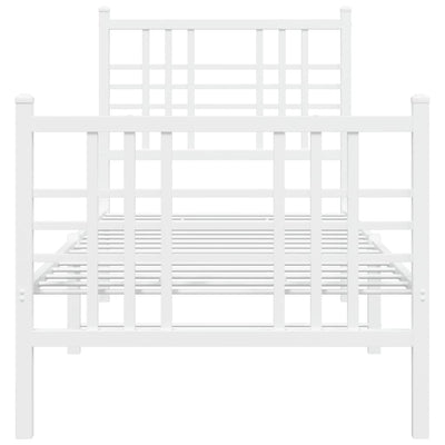 Valkoinen metallinen sängynrunko päädyillä Pag 75x190cm