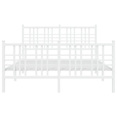 Valkoinen metallinen sängynrunko päädyillä Pag 120x190cm