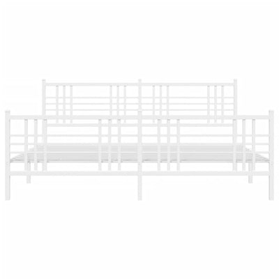 Valkoinen metallinen sängynrunko päädyillä Pag 180x200cm
