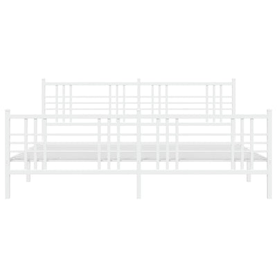 Valkoinen metallinen sängynrunko päädyillä Pag 200x200cm