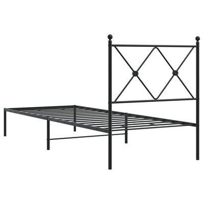 Metallinen sängynrunko päädyllä musta 80x200 cm