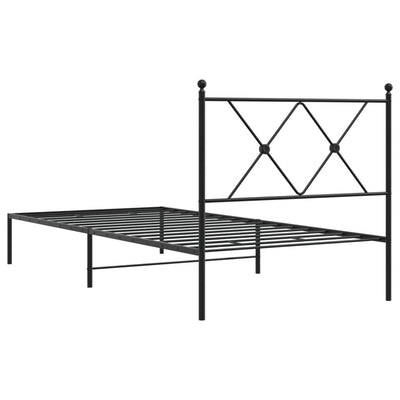 Metallinen sängynrunko päädyllä musta 90x190 cm