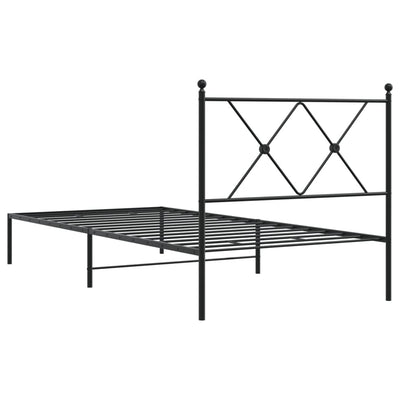 Metallinen sängynrunko päädyllä musta 90x200 cm