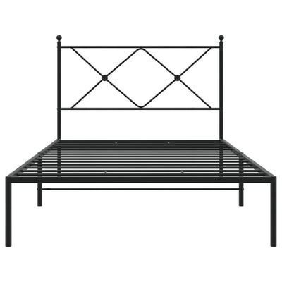 Metallinen sängynrunko päädyllä musta 100x200 cm