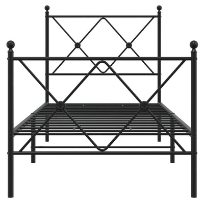 Metallinen sängynrunko päädyillä musta 80x200 cm