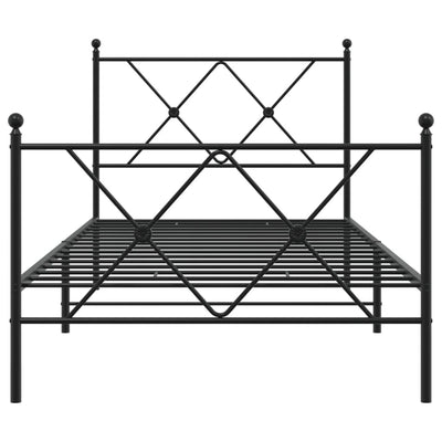 Metallinen sängynrunko päädyillä musta 90x200 cm