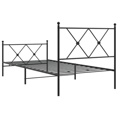 Metallinen sängynrunko päädyillä musta 90x200 cm