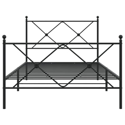 Metallinen sängynrunko päädyillä musta 107x203 cm