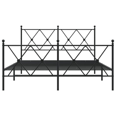 Metallinen sängynrunko päädyillä musta 137x190 cm