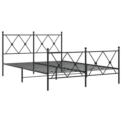 Metallinen sängynrunko päädyillä musta 140x190 cm