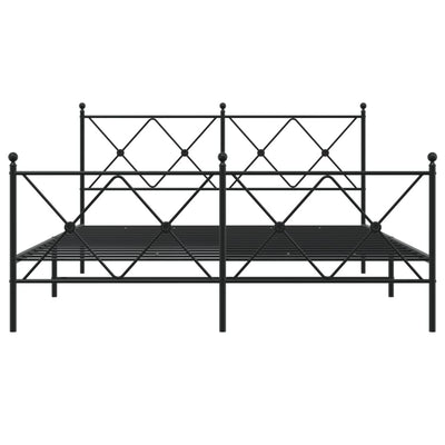 Metallinen sängynrunko päädyillä musta 150x200 cm