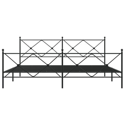 Metallinen sängynrunko päädyillä musta 200x200 cm