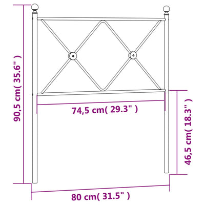 Metallinen sängynpääty musta 75 cm