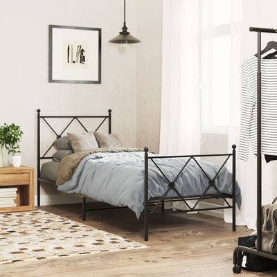 Metallinen sängynpääty musta 80 cm