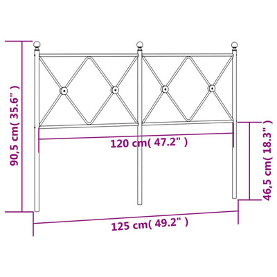 Metallinen sängynpääty musta 120 cm