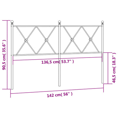 Metallinen sängynpääty musta 137 cm