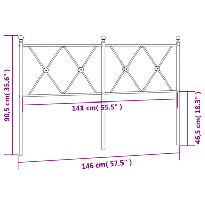 Metallinen sängynpääty musta 140 cm