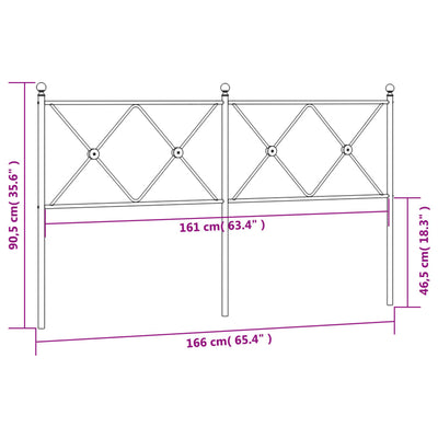 Metallinen sängynpääty musta 160 cm
