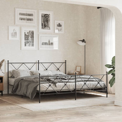 Metallinen sängynpääty musta 180 cm
