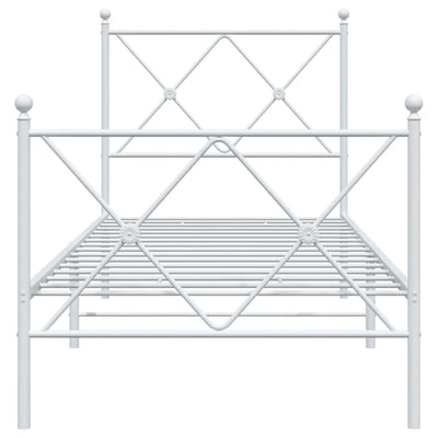 Valkoinen metallinen sängynrunko päädyillä Alfred 75x190cm