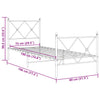 Valkoinen metallinen sängynrunko päädyillä Alfred 75x190cm