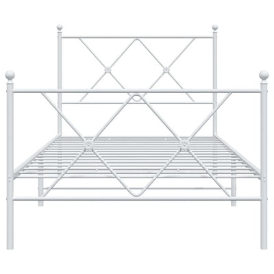 Valkoinen metallinen sängynrunko päädyillä Alfred 90x190cm