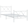 Valkoinen metallinen sängynrunko päädyillä Alfred 90x200cm