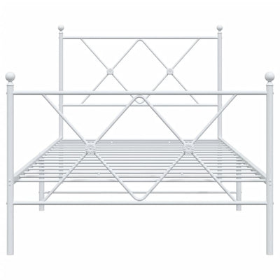Valkoinen metallinen sängynrunko päädyillä Alfred 90x200cm