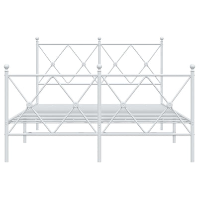 Valkoinen metallinen sängynrunko päädyillä Alfred 120x190cm